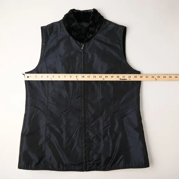 Vtg SV Sportswear Vest Women's L Iridescent Navy Zip 90s Outerwear Quiet Luxury - Picture 4 of 7